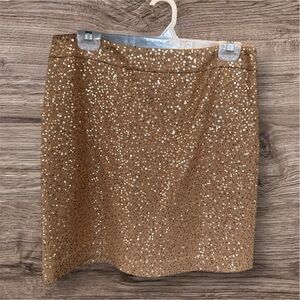 LOFT Gold Sequin Mini Skirt